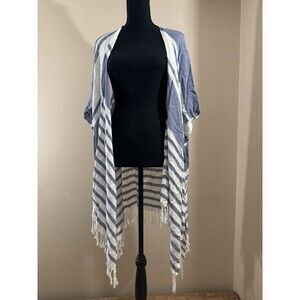 Summer Kimono Style Cardigan Blue And White